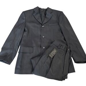 Pridi Suit Set Mens Dark Gray L Twill Chest Pocket Pockets Formal Business‎ Work